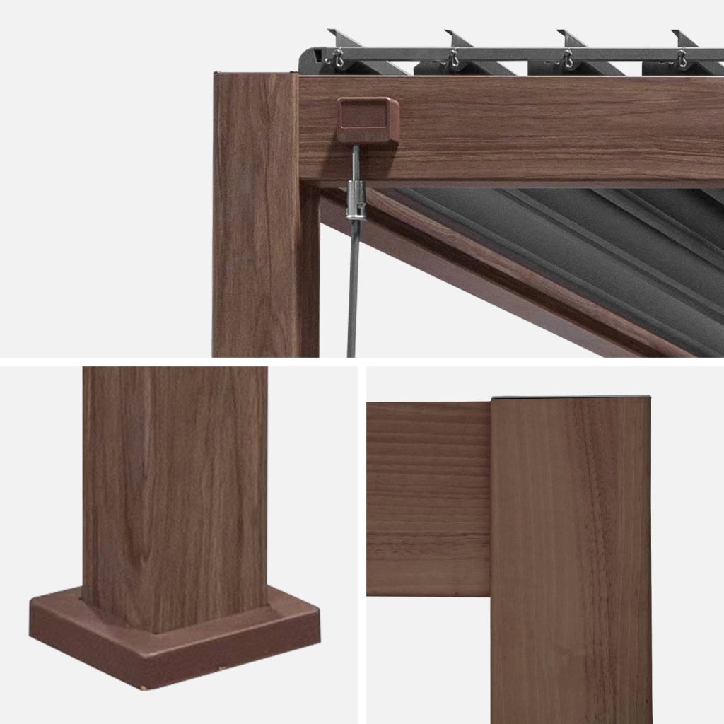 Pergola bioclimatica 3x4m in alluminio, lamelle orientabili, marrone