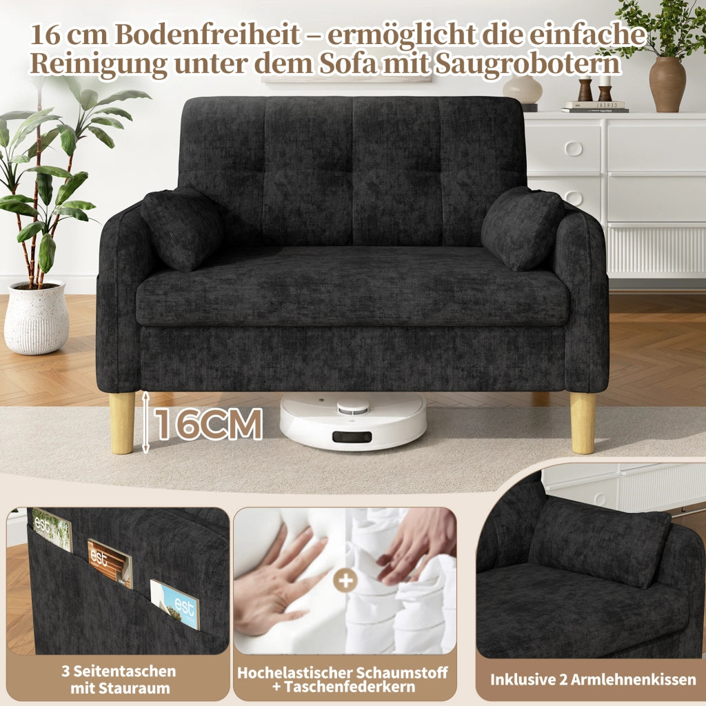 SOFA 2 posti 119x78x85 cm Grigio in Chenille