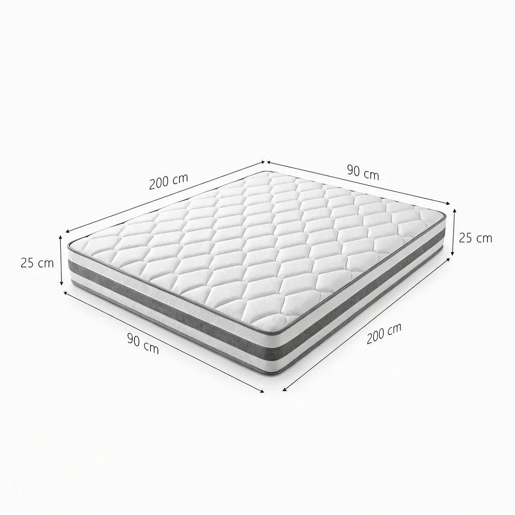 Materasso a Molle Insacchettate 7 Zone con Comfort Foam Rigidità H4 90x200x25 cm; Bianco
