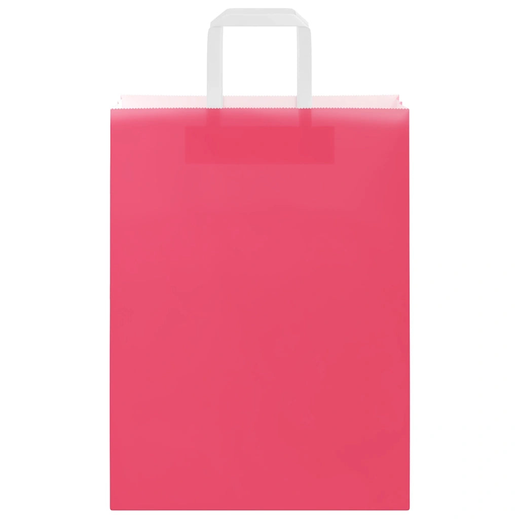 vidaXL Sacchetti di Carta 250 pz con Manici Rosa 26x12x35 cm
