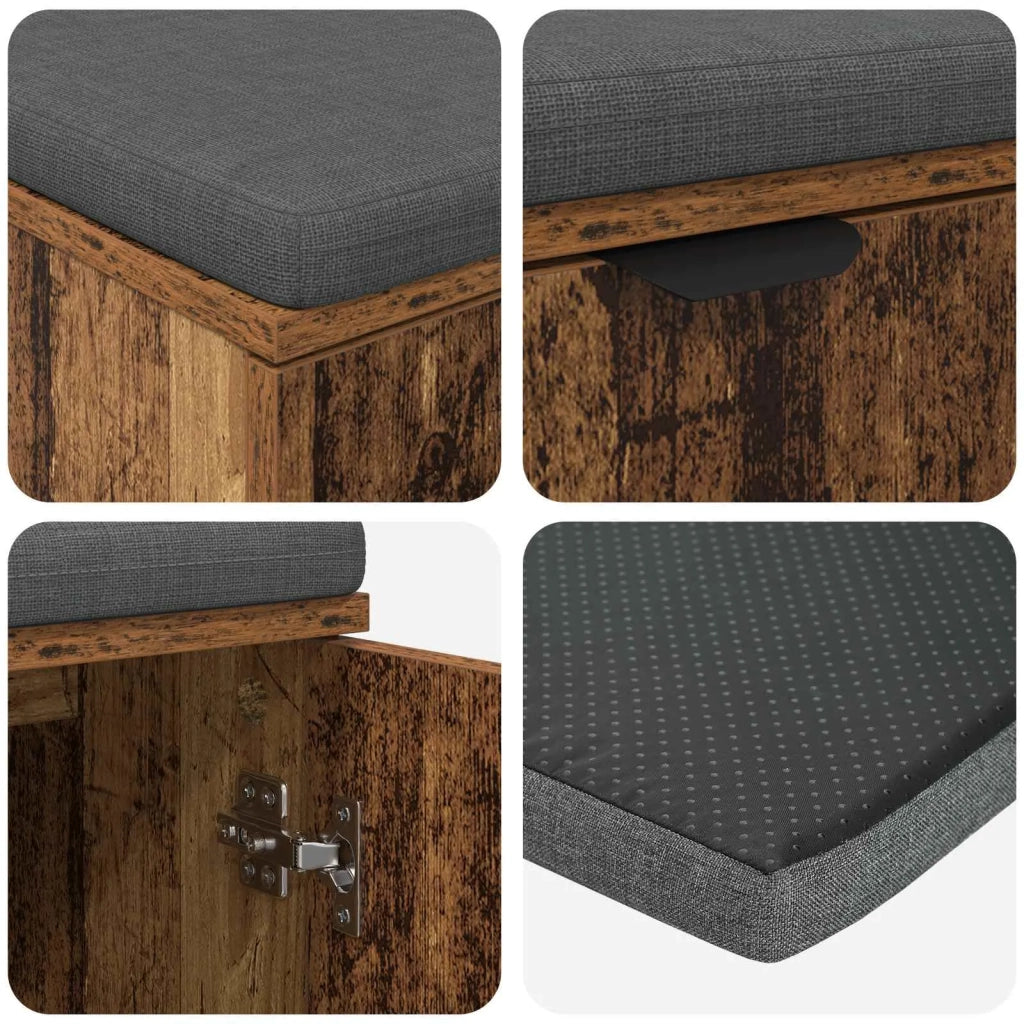 Panca per ingresso con cuscino Legno vecchio 80 x 38 x 46 cm 891486