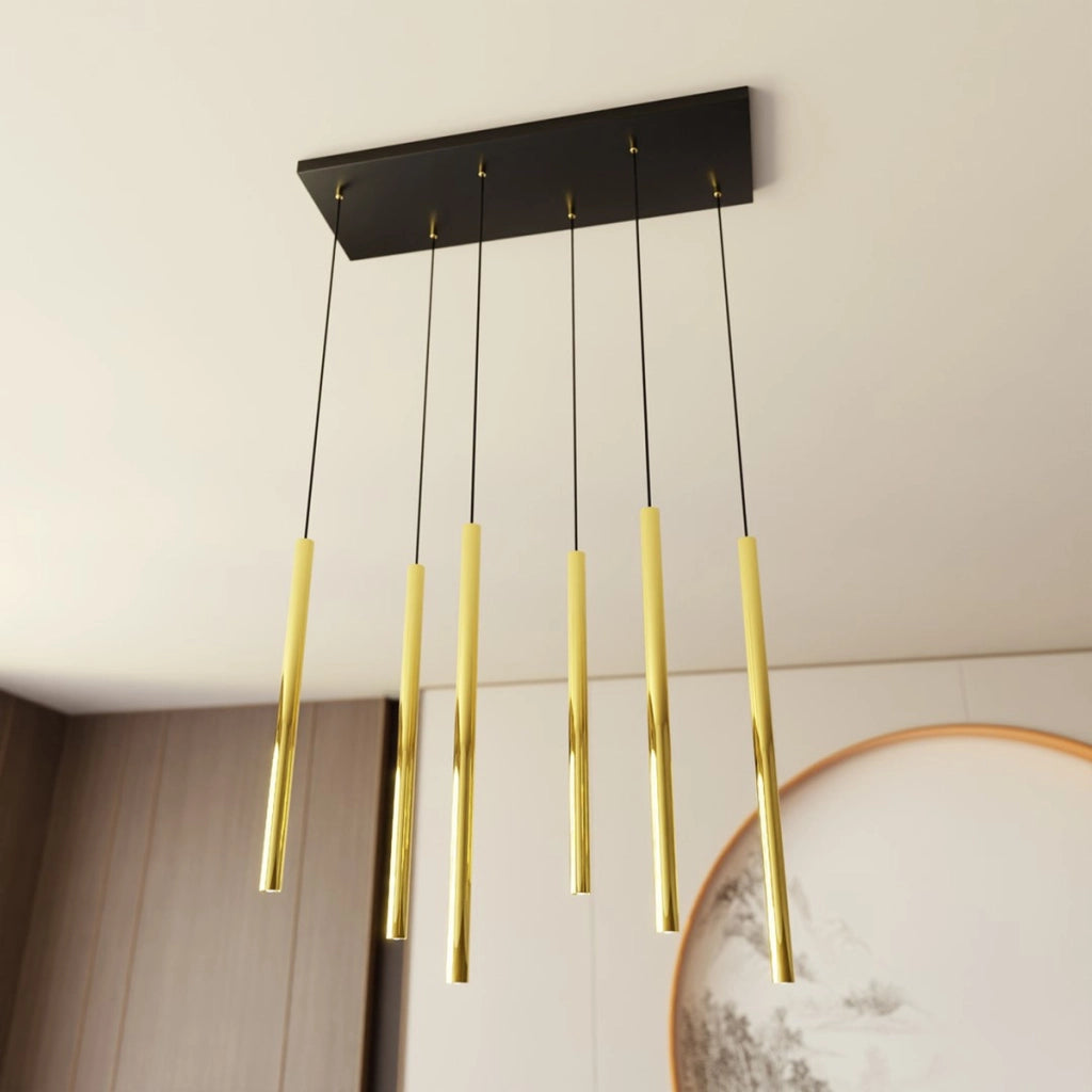Lampada a sospensione Selter in acciaio nero e oro
