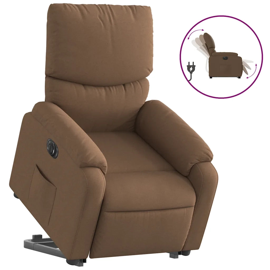 Poltrona Alzapersona Reclinabile Elettrica Marrone Tessutocod mxl 133232