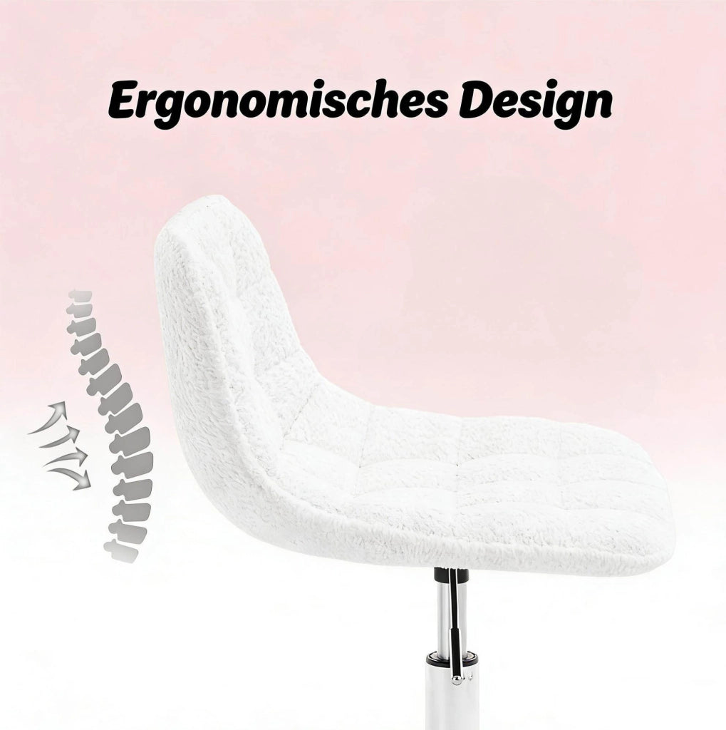 Sedia da ufficio girevole in chenille bianca con altezza regolabile 40-47,5 cm