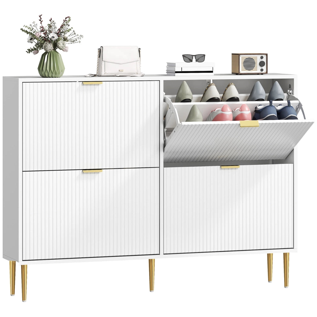 Scarpiera con cassetti e ripiani regolabili ¨C zephmum ¨C bianco 105x24x91,5 cm