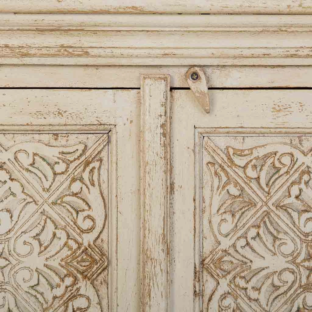 Mobile da ingresso in legno intagliato artigianale, 90x40x90h cm