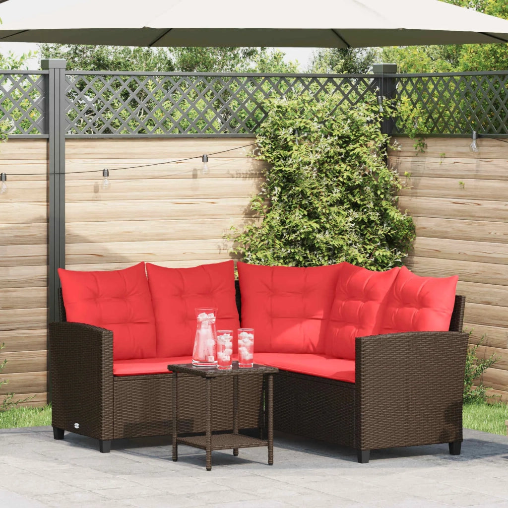 Set di divani da esterno 2 pcs Marrone e Rosso polyrattan