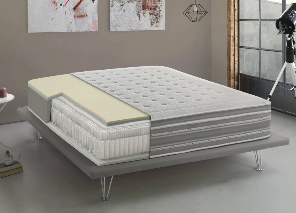 Arguello, Materasso Piazza e Mezza Sfoderabile Made in Italy, 190x120x37h cm Grigio