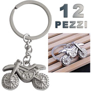Trade Shop - 12 Portachiavi Porta Chiave Bomboniere Confetti A Forma Di Motocicletta Da Cross -