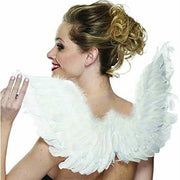 Trade Shop - Ali Da Angelo Bianche Piume In Poliestere Accessorio Costume Carnevale Halloween -