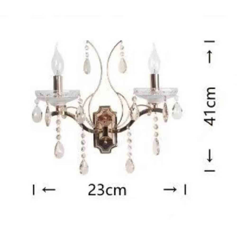 Trade Shop - Applique Candelabro 2 Bracci Con Pendenti Gocce Cristallo Retrò Attacco E14 E68-2 -