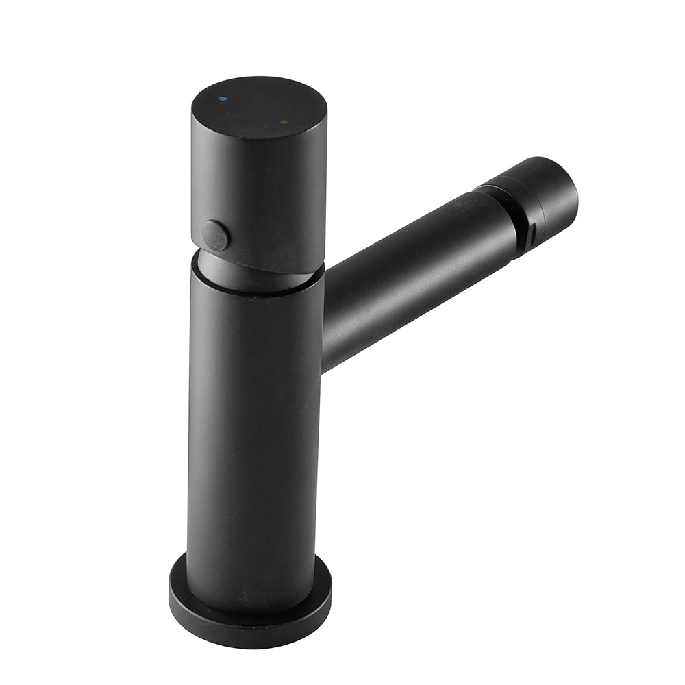 Set miscelatori lavabo a muro e bidet nero opaco senza leva Gemini