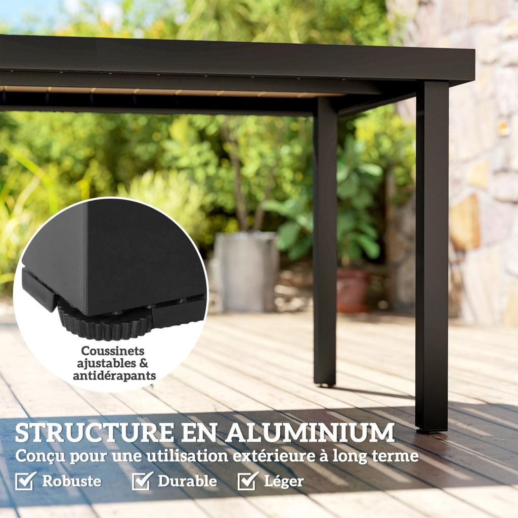 Tavolo da pranzo allungabile per esterno in legno e alluminio ¨C zephmum ¨C 8 posti