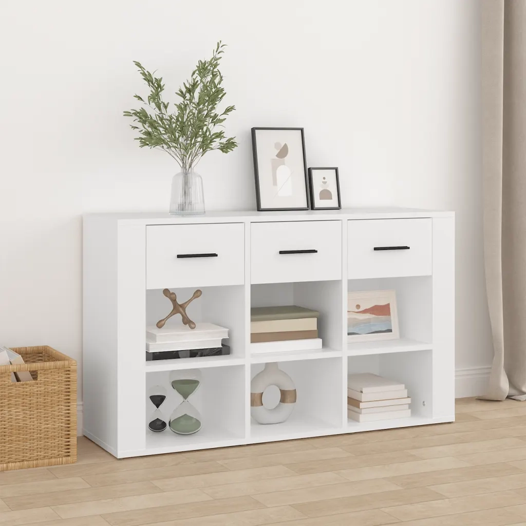 Credenza | Madia | Buffet da pranzo | Armadio da pranzo Bianca 100x30x59,5 cm in Legno Multistrato