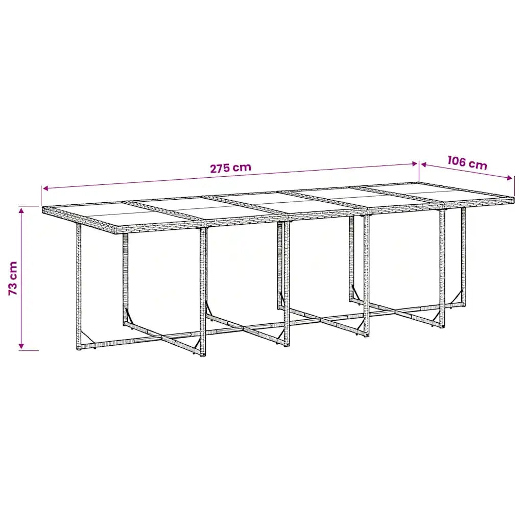 Set da Pranzo da Giardino 11 pz con Cuscini in Polyrattan Nero