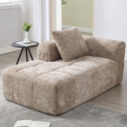 Chaise longue imbottita in chenille color khaki; 158 x 90 x 60 cm; con tasche laterali e cuscino
