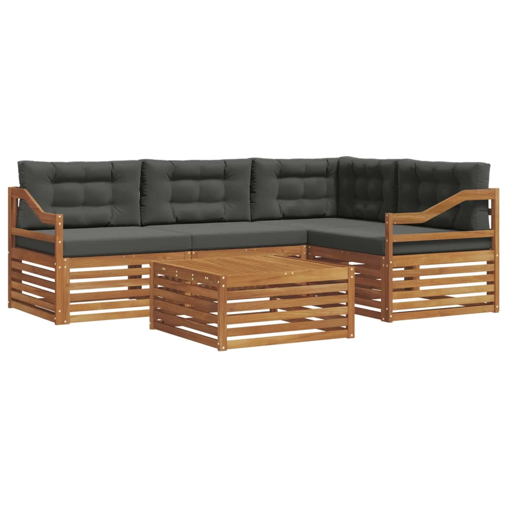 Set di divani da esterno con cuscino 5 pcs Naturale e Antracite