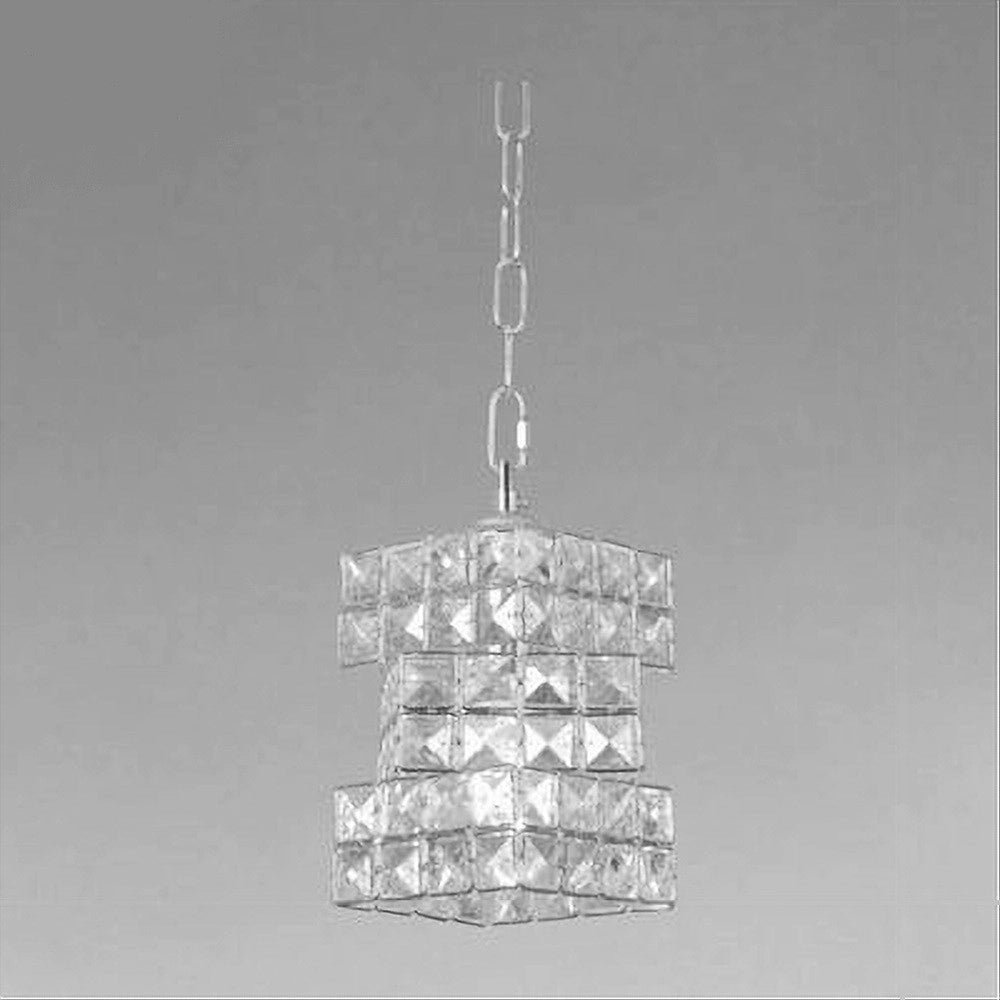 Trade Shop - Lampadario Sospeso Rettangolare Intrecciato Con Cristalli Luce E27 Argento 32415 -