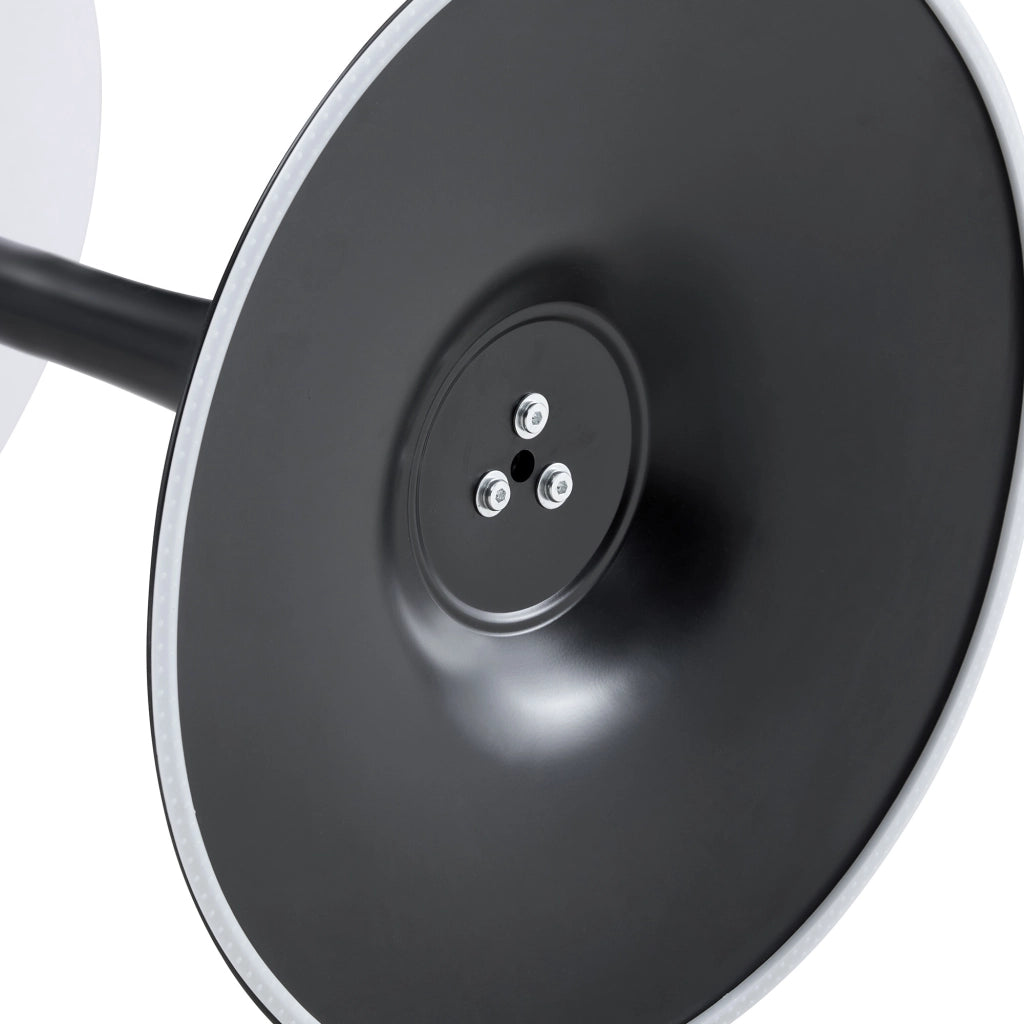 Tavolo da pranzo rotondo in MDF e metallo con piano termoformato, stile mid-century, bianco e nero