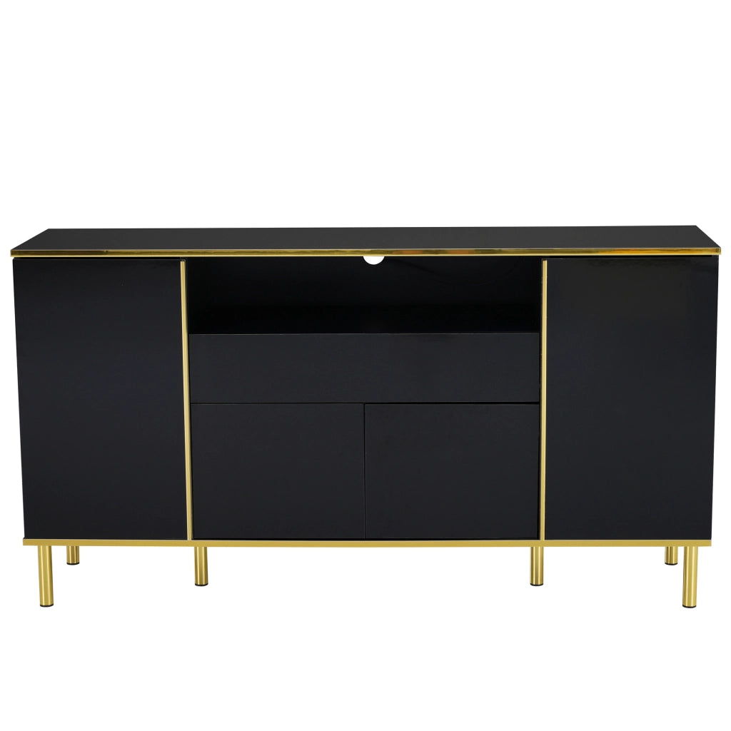 Credenza Moderna ¨C Xylo ¨C Nero Lucido, 1 Cassetto, 150x40x80 cm