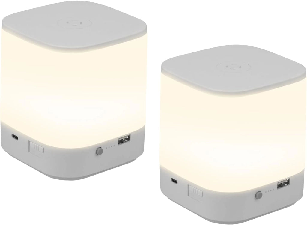 ZMH Lampada da tavolo LED set 2 pezzi bianca touch dimmerabile USB ricaricabile 3600mAh 3 temperature colore