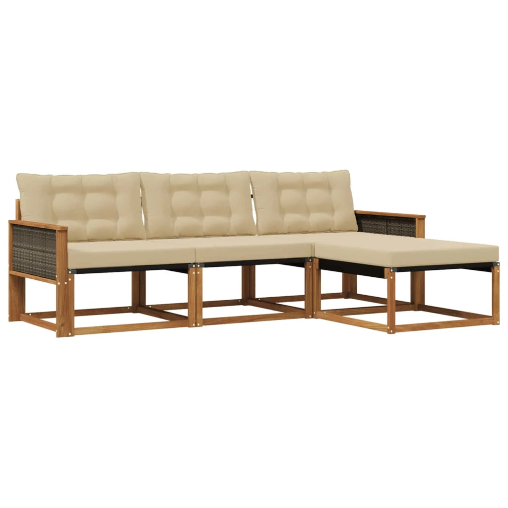 Set di divani da esterno con cuscino 4 pcs Naturale e Beige 3381341