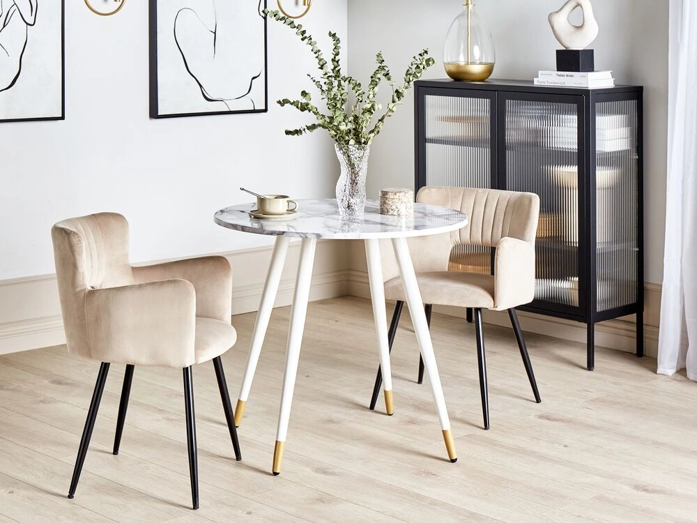 Tavolo da pranzo bianco dorato 80 cm mdf marmo gambe in metallo soggiorno sala da pranzo elegante