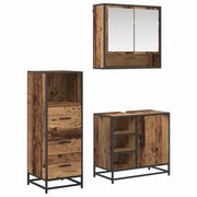 Set di mobili per il bagno con cassetto 3 pcs Legno vecchio 3402369