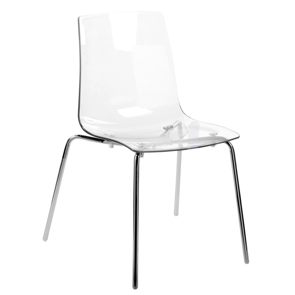 Set di 2 sedie trasparenti materiale sintetico gambe in metallo schienale moderno sala da pranzo