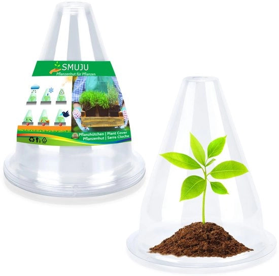 Confezione di 36 vasi per piante, vasi trasparenti per piante da appartamento per protezione contro uccelli, lumache, gelo e condizioni atmosferiche - protegge le piante da danni causati da animali, Ø 20 cm (36 pezzi, piccolo, trasparente)