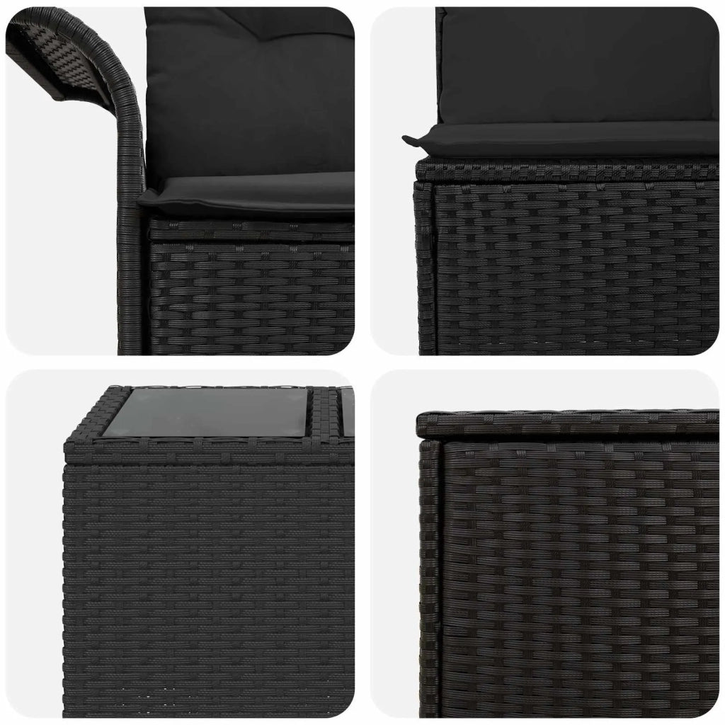 Set di divani 8 pz Nero Rattan sintetico e Acciaio 3447990