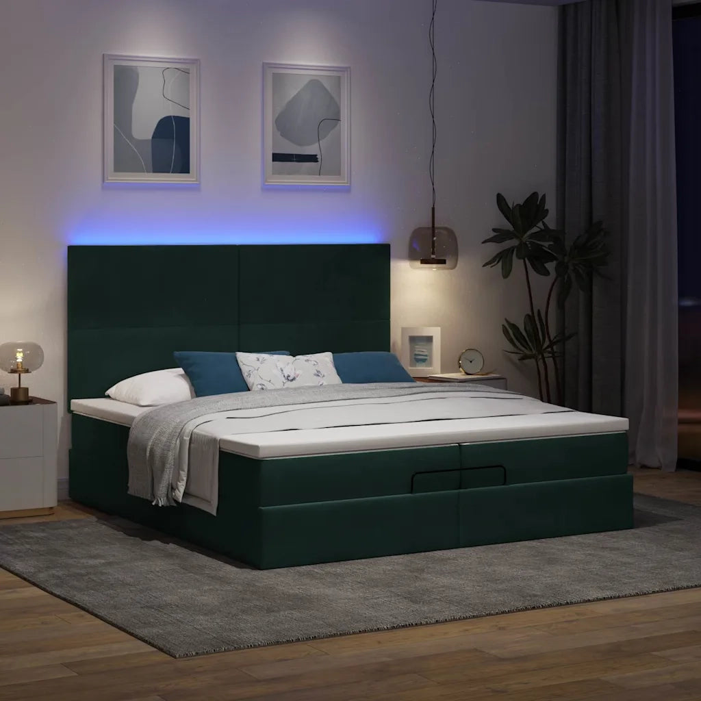 Struttura Letto Pouf con Materassi 200x200 cm Velluto
