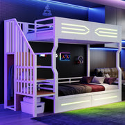 Letto a Soppalco con Contenitore e LED ¨C MINIMAL ¨C Bianco 90x200
