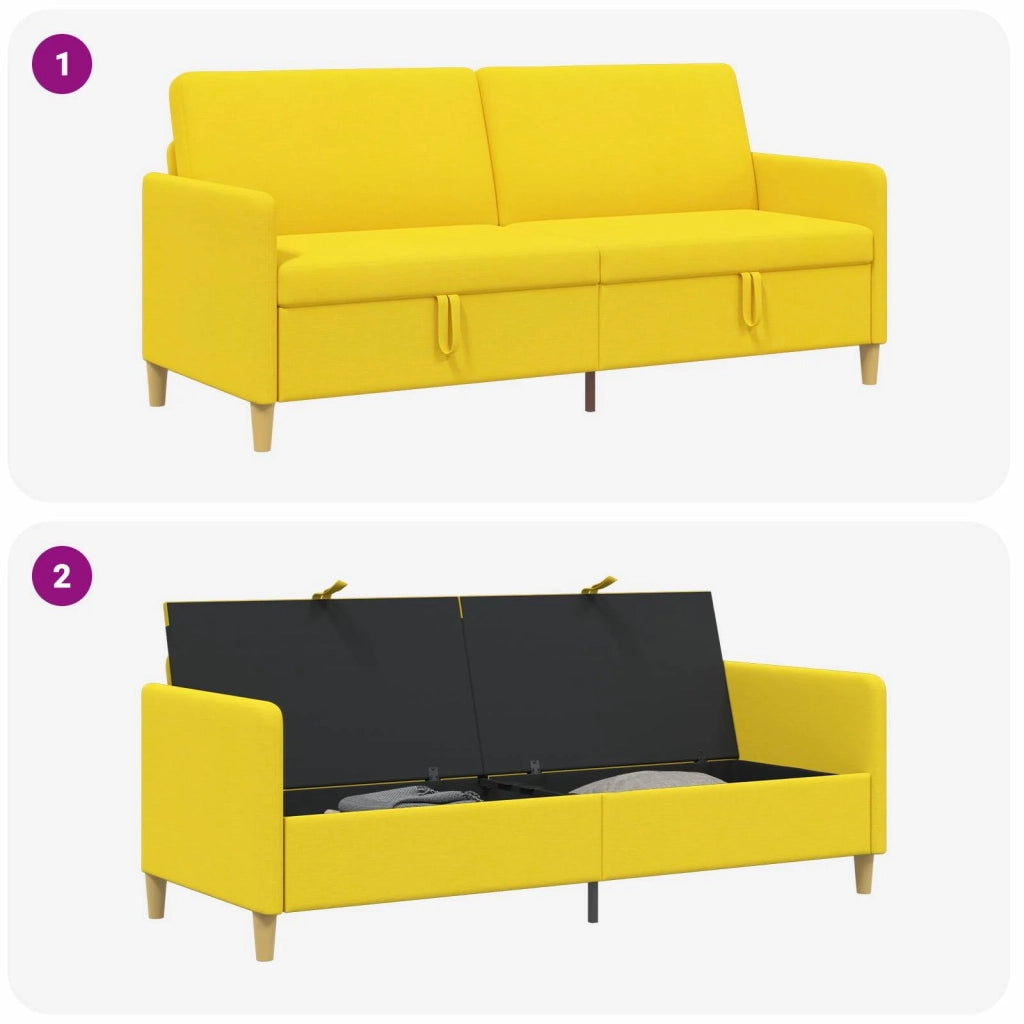 Divano con Storage Giallo Chiaro 192 x 78 x 87 cm Poliestere 42036985