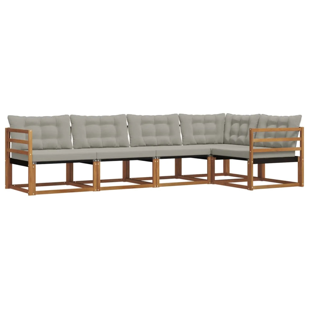 Set di divani da esterno 5 pcs Grigio Naturale e Chiaro