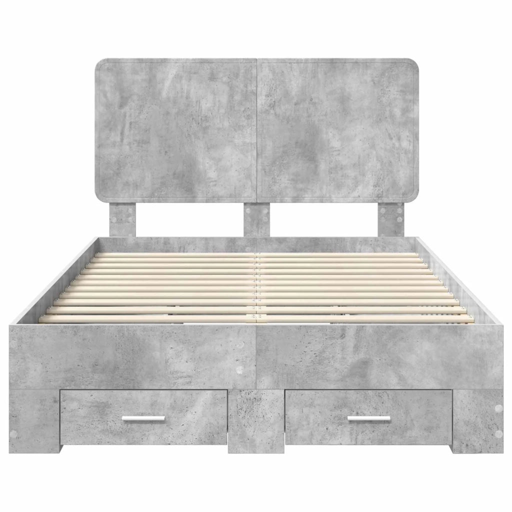 Struttura del letto con testiera Grigio cemento 120 x 200 cm
