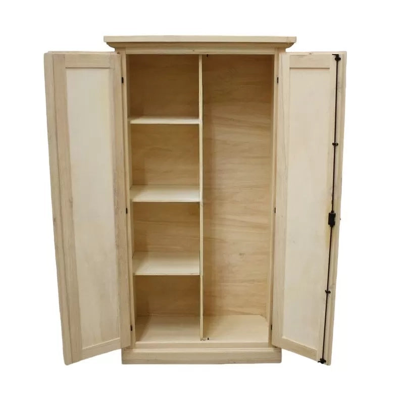 Armadietto dispensa 2 porte 3 ripiani in legno arte povera tinta noce l.86 x p.45 h.161 (712) - Mobili 2G