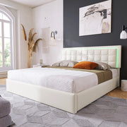 Letto Contenitore Imbottito con LED ¨C MINIMAL ¨C Similpelle Bianco 180x200