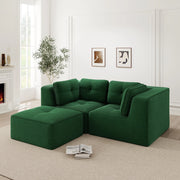 Divano Angolare Modulare 2 Posti con Poggiapiedi ¨C Xylo ¨C Verde, Tessuto, Chaise Longue