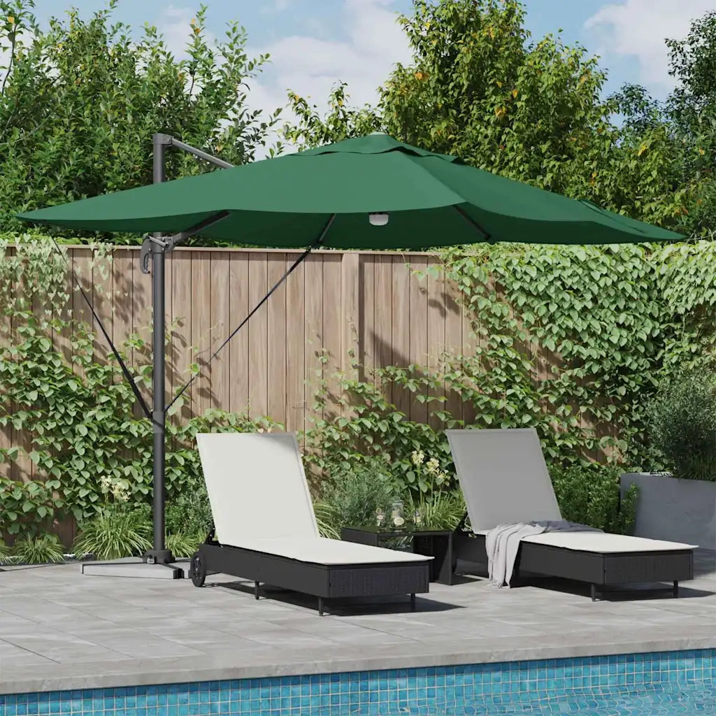 Ombrelloneda-Ombrello da giardino balcone Verde 351 x 250 x 253 cm Poliestere e Alluminio