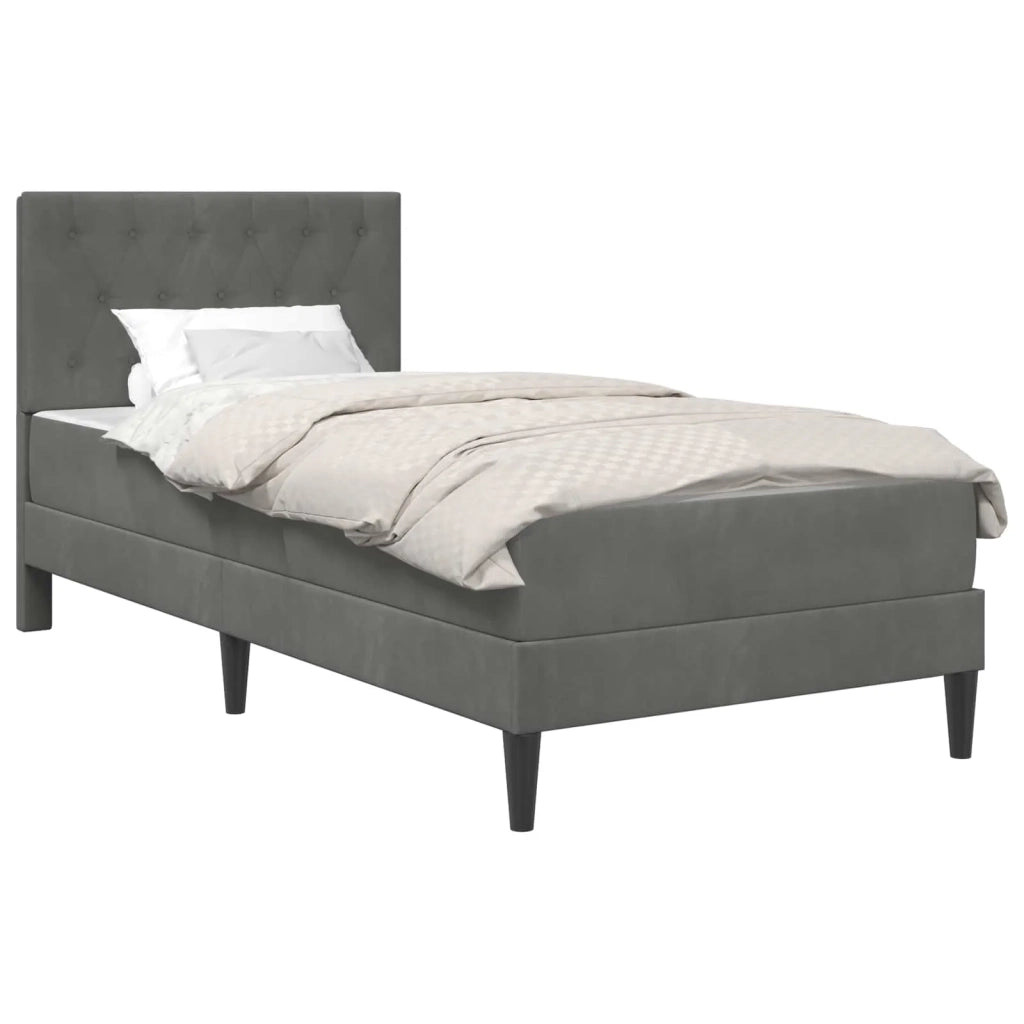 Struttura letto con materasso Grigio scuro 90 x 190 cm Velluto