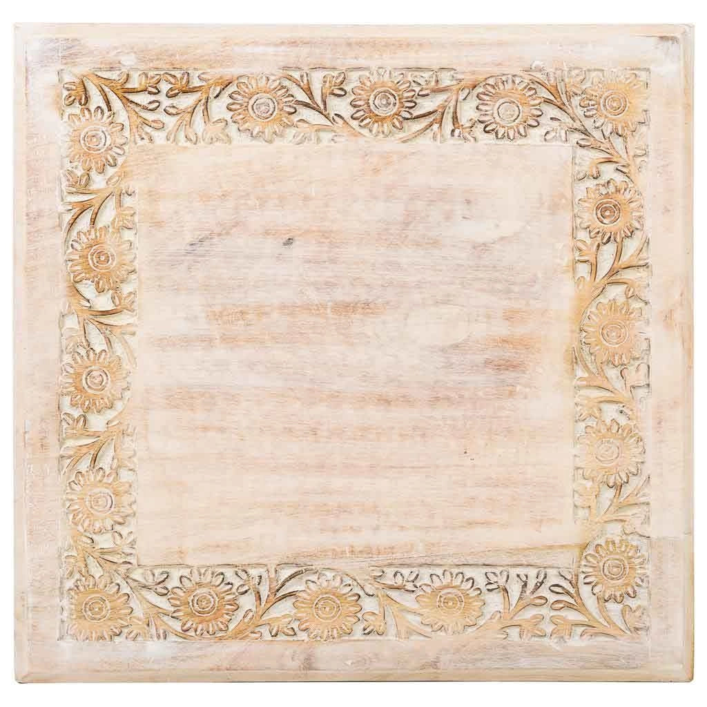 Comodino da caffè in legno bianco artigianale 45x45x45h cm