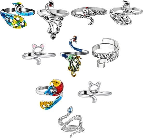 Anelli per filo regolabili - 10 pezzi per accessori per tessitura e maglia con anelli per dita