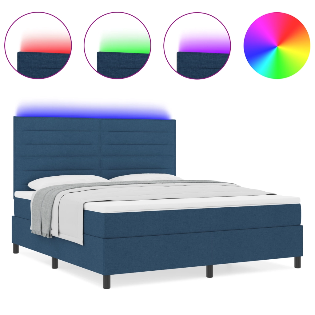 Letto a Molle con Materasso & LED Blu 140x190 cm Tessuto