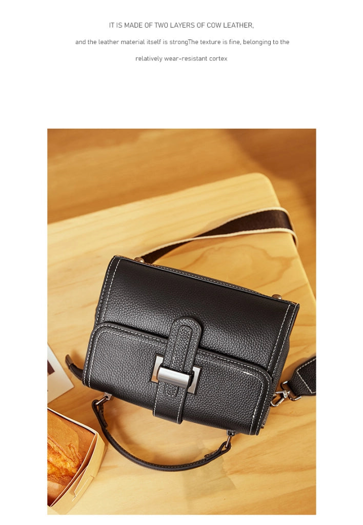 Borsa a mano da donna in vera pelle, nera.