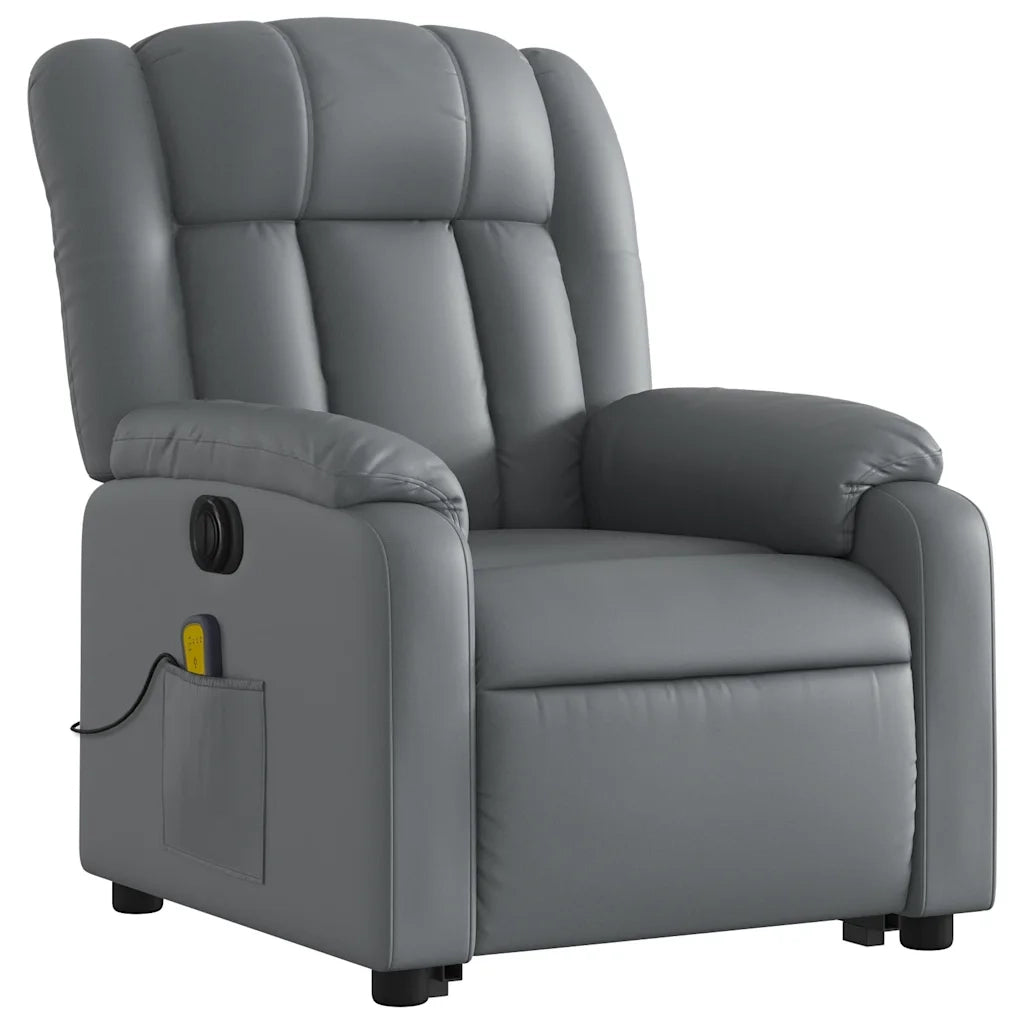 Poltrona Alzapersona Elettrica Reclinabile Grigio in Similpelle 3205288
