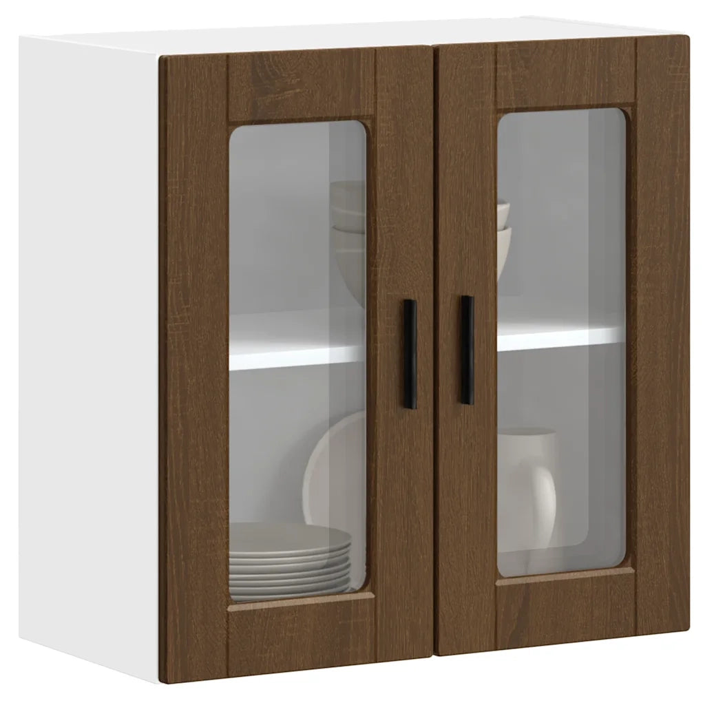 Pensile da Cucina con Porta in Vetro Porto Rovere Marrone 854154