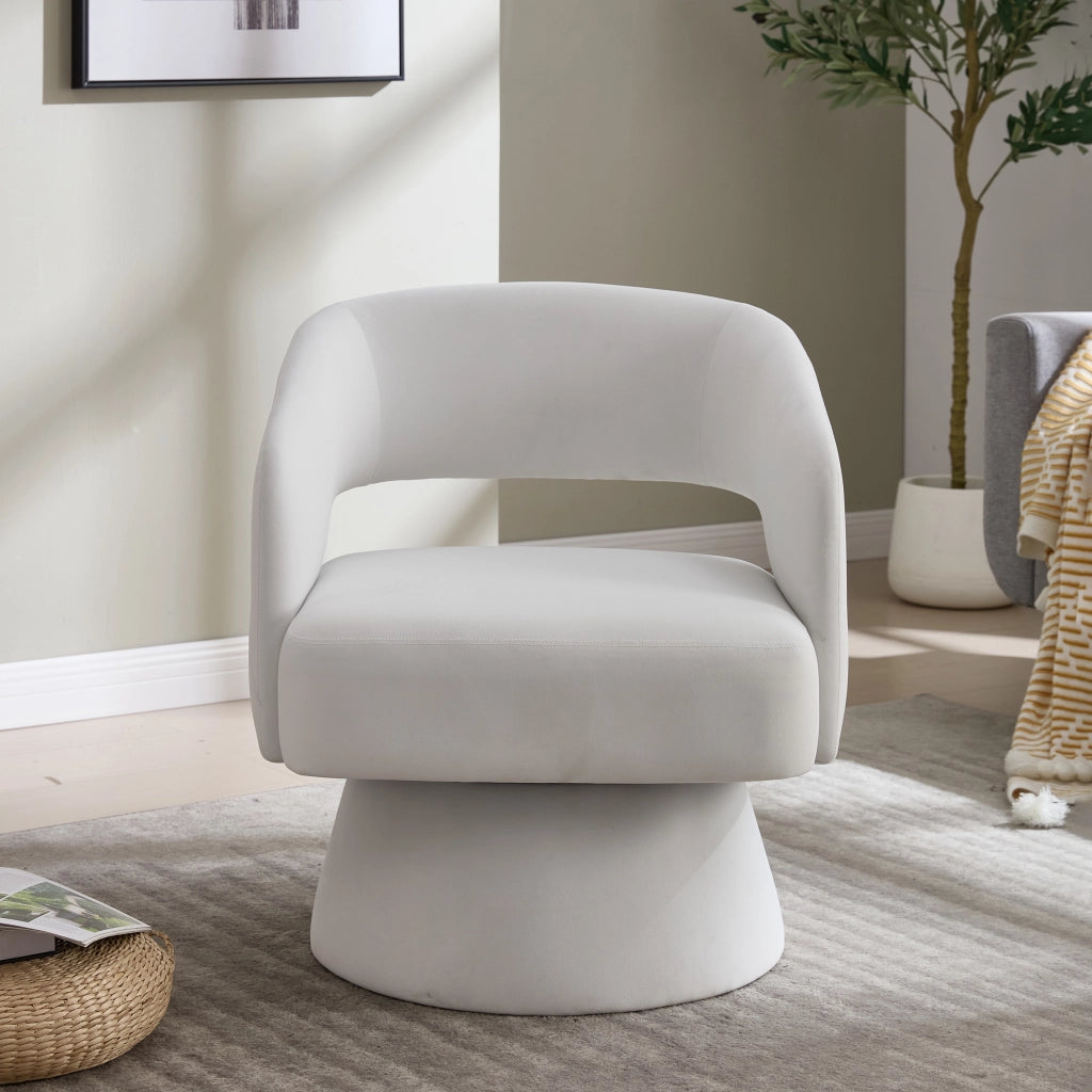 POLTRONA Girevole Moderna 68x66x47 cm Chenille Beige