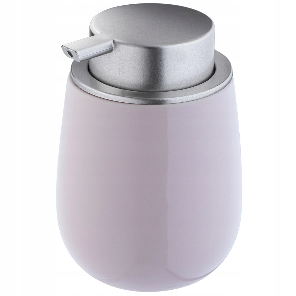 Dispenser di sapone liquido KADAX, contenitore da 400 ml in ceramica rosa.