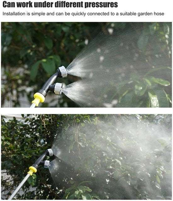 Irrigatore a doppia punta - Material: plastica - Diametro interno: 1,9 cm - Adatto per asse di una zappa - Nero - Precisa diffusione - Spremini